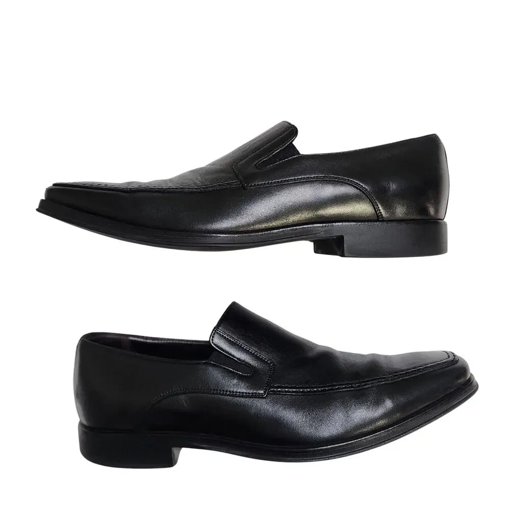 Monte Rosso Mens Lucca Nappa Leather Loafers Size 10.5 Black Leather Italy Dress